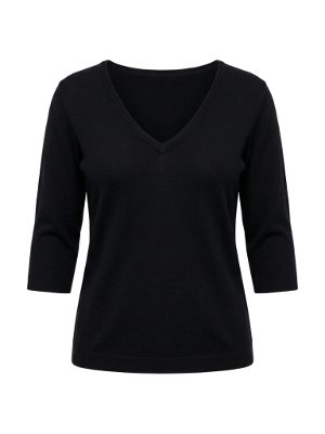 jersey de punto de cuello en V · negro