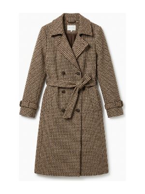 long houndstooth tweed coat