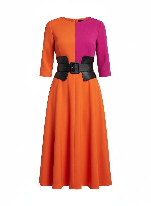 vestido midi de bloques de color