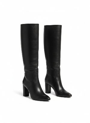 black leather knee-high boots