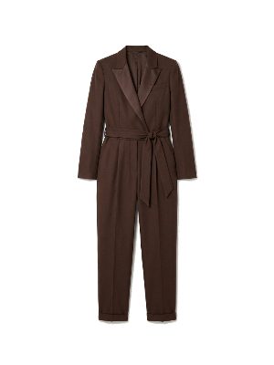 brown tuxedo jumpsuit