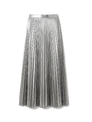 metallic pleated maxi skirt