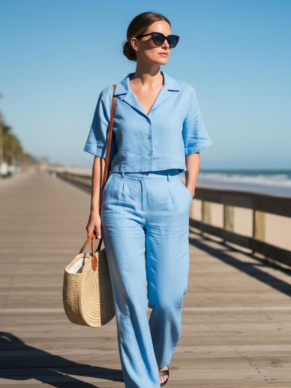 Lino azul cielo: Tu estilo veraniego perfecto