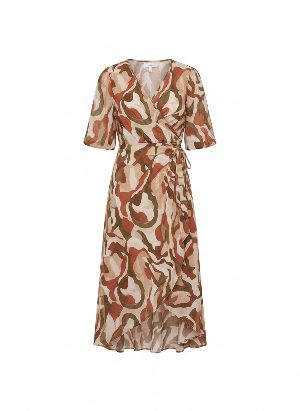 printed midi wrap dress