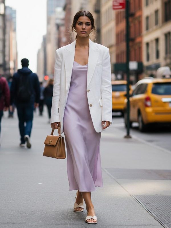 Urban Spring Style: Slip Dress Meets Oversized Blazer