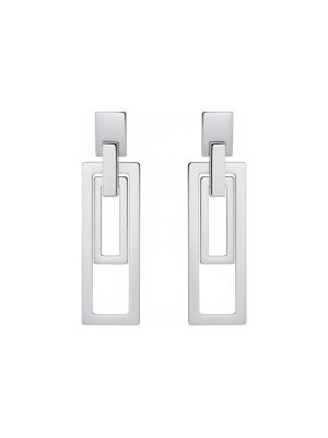 pendientes largos geométricos · plateado