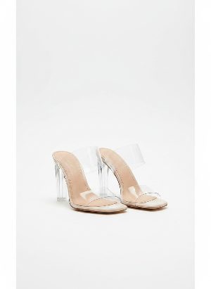 sandalias de tacón transparente