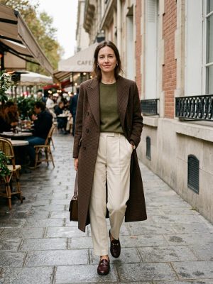 Gabardina larga de cuadros para tus paseos urbanos de otoño