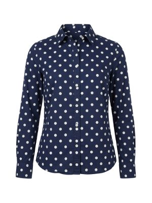 camisa de manga larga de lunares · azul marino