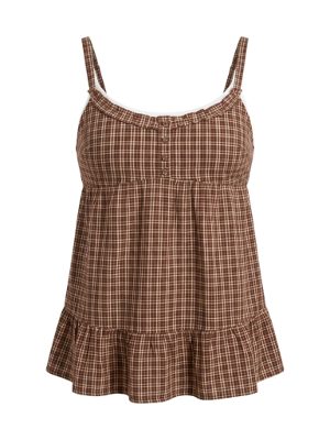 blusa sin mangas a cuadros · marrón