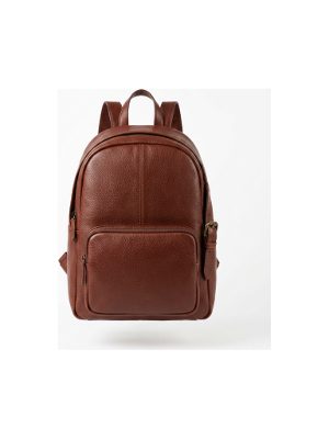 brown leather backpack
