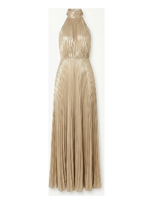 vestido largo plisado halter · dorado