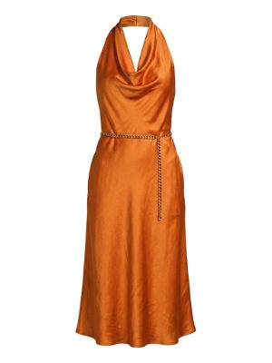 satin halter midi dress