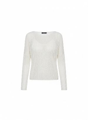 long-sleeved sheer knit sweater