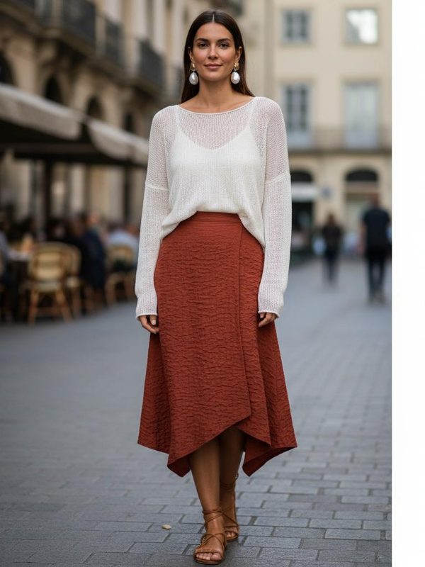Elegancia casual: El secreto de la falda terracota perfecta