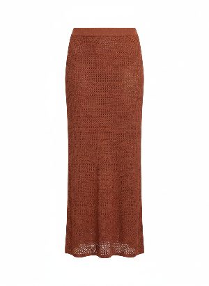 Long openwork knit skirt