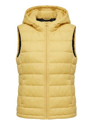 chaleco acolchado con capucha · amarillo