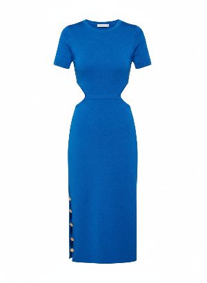 knit midi dress with cut-outs