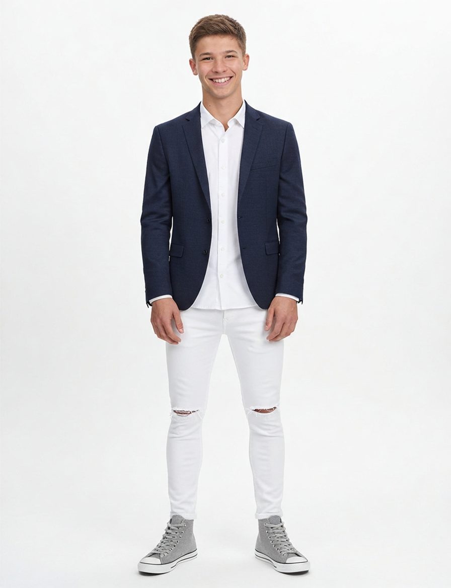 Este conjunto presenta una combinación moderna y elegante, con un blazer… · Outfit de Nicolas López Roman
