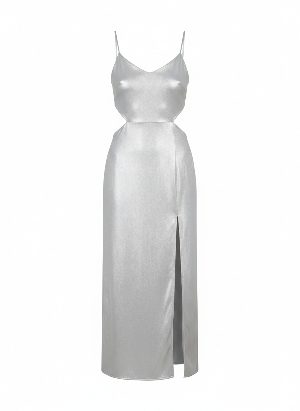 midi dress with cut-outs and straps
