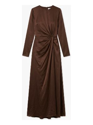 long satin dress with long sleeves