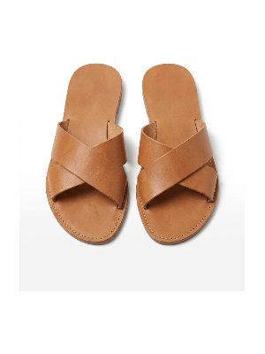 brown leather flat sandals