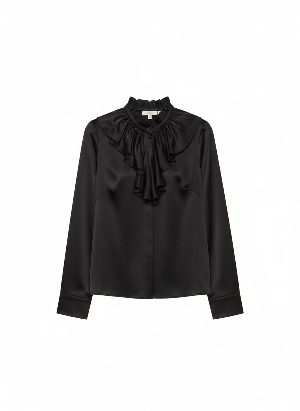 blusa de satén con volantes