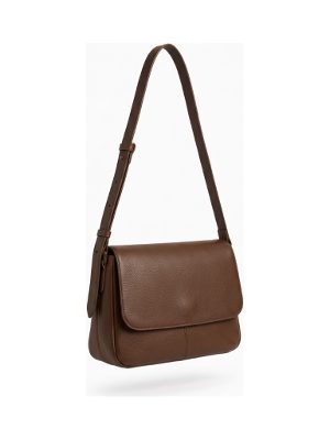 bolso de hombro de piel · marrón