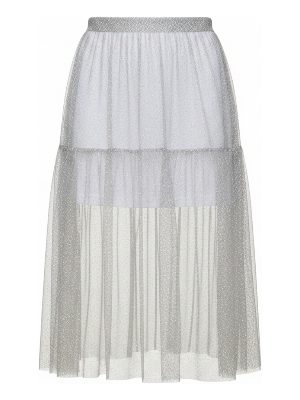 falda midi transparente brillante con forro · plateado