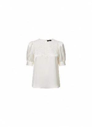 blusa de seda con encaje