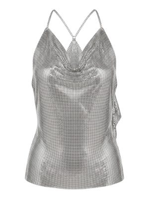 metallic mesh halter top