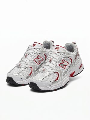 white and red sneakers
