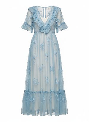 embroidered tulle maxi dress