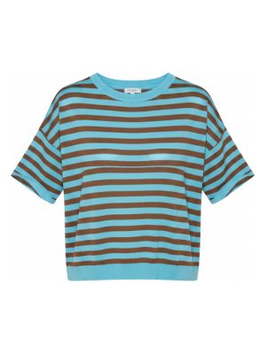 camiseta de rayas · azul y marrón