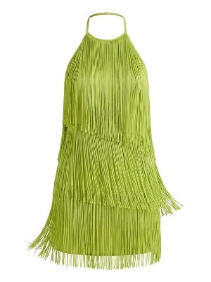 halter fringe mini dress