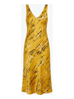 vestido midi de seda estampado