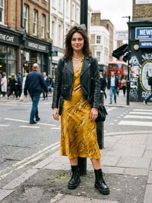 Vestido midi amarillo y negro para tus días casuales