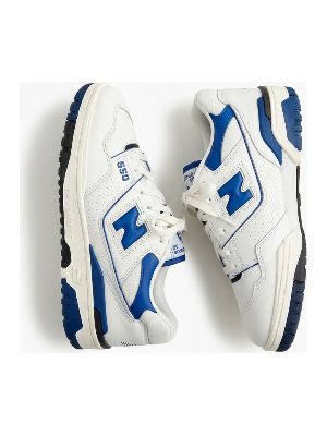 white and blue sneakers