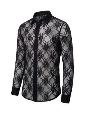 semi-sheer lace shirt