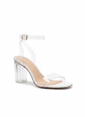clear high-heeled sandals