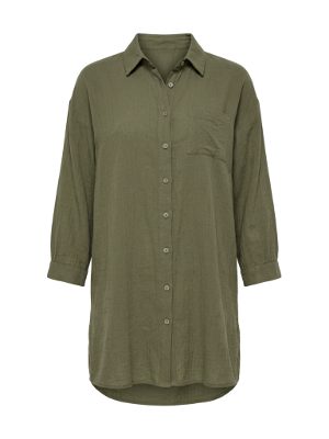 camisa holgada de botones · verde oliva