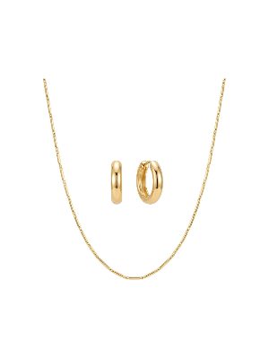 gold necklace and earrings
