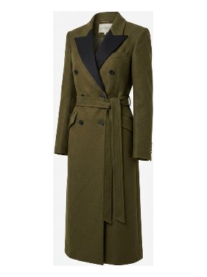 long coat with contrasting lapels