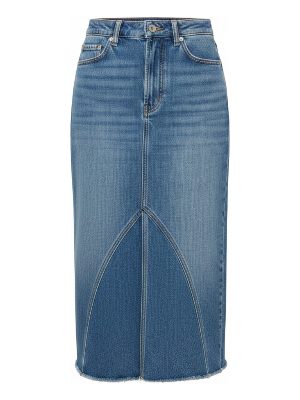 falda midi de mezclilla con abertura · azul