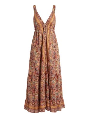 vestido largo de tirantes con estampado paisley · multicolor