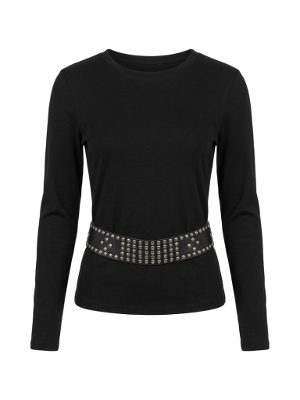 blusa negra de manga larga · negro