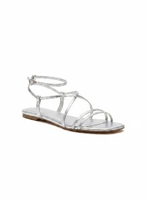 sandalias de tiras plateadas