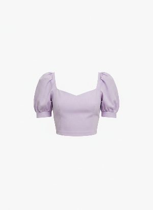 blusa corta de mangas abullonadas