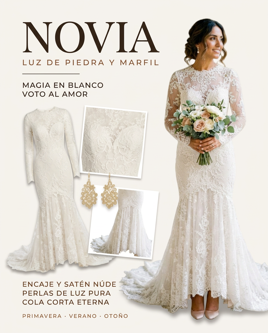 Vestido de encaje marfil para tu gran día de cuento