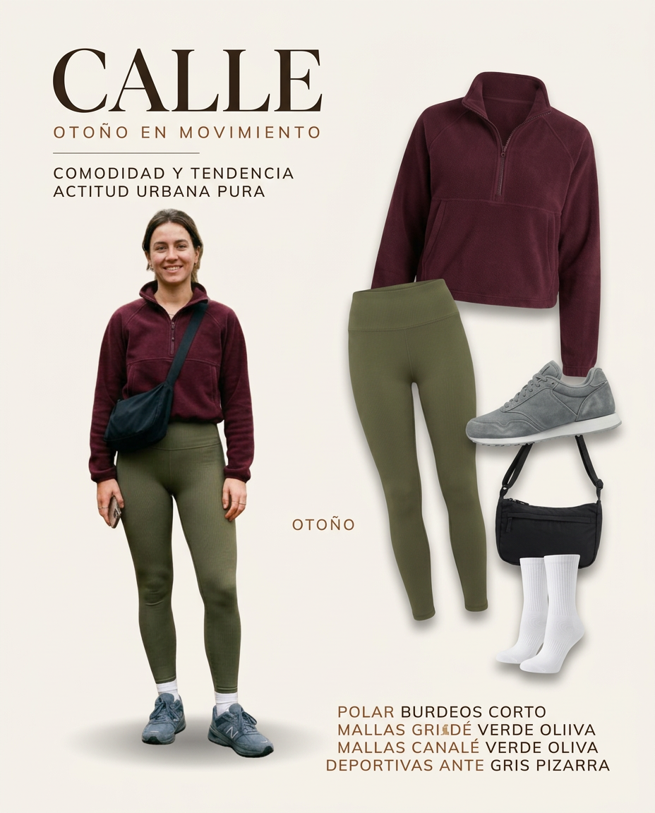 Sudadera burdeos y mallas: tu uniforme deportivo para el otoño